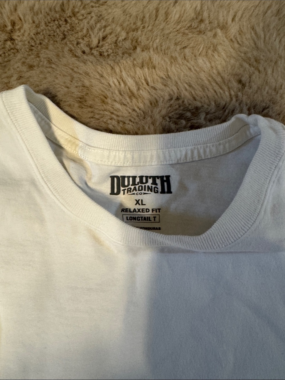 Duluth Trading Co White Crewneck Relaxed Fit Longtail Tee